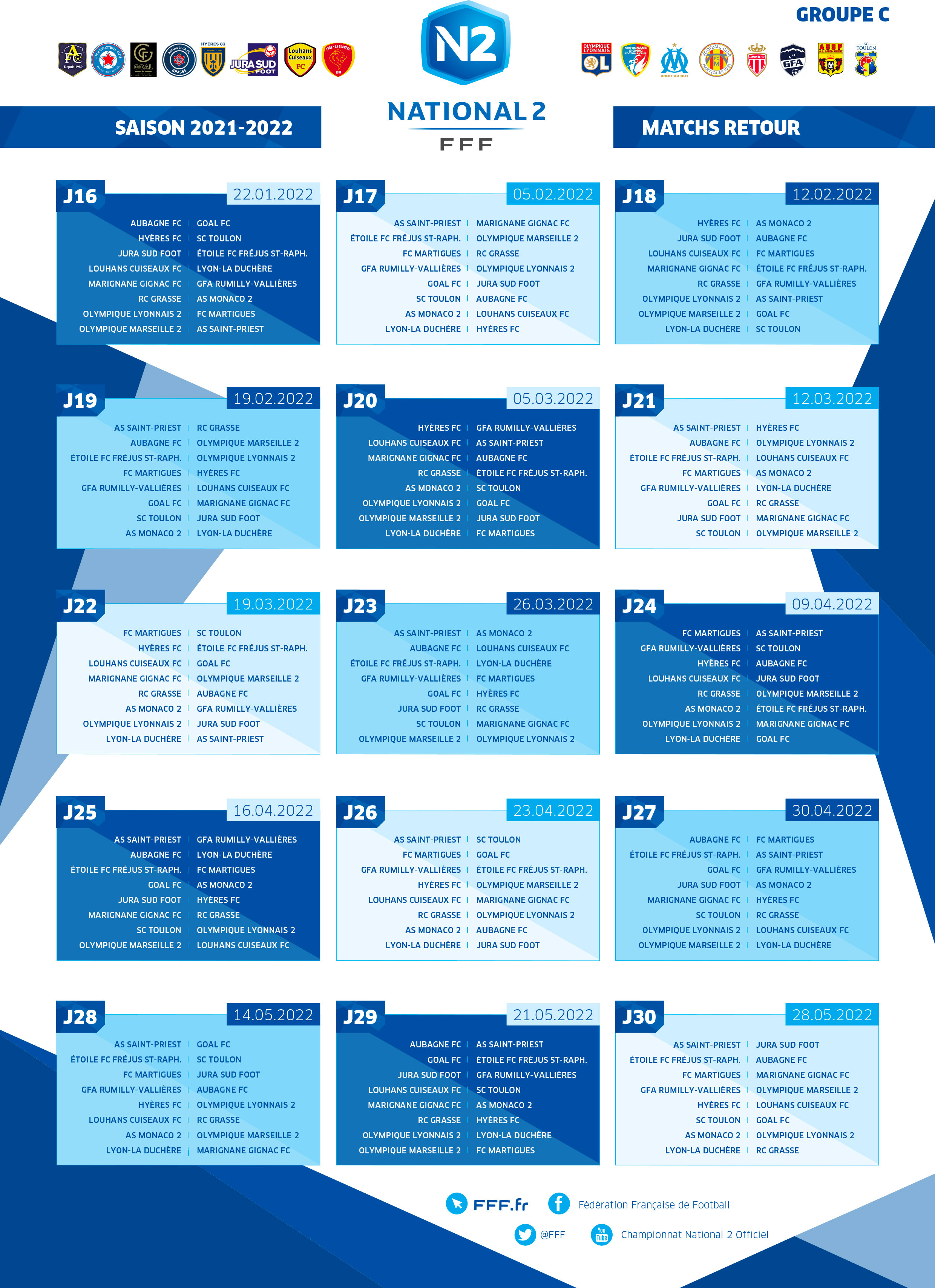 Calendrier Groupe C phase retour