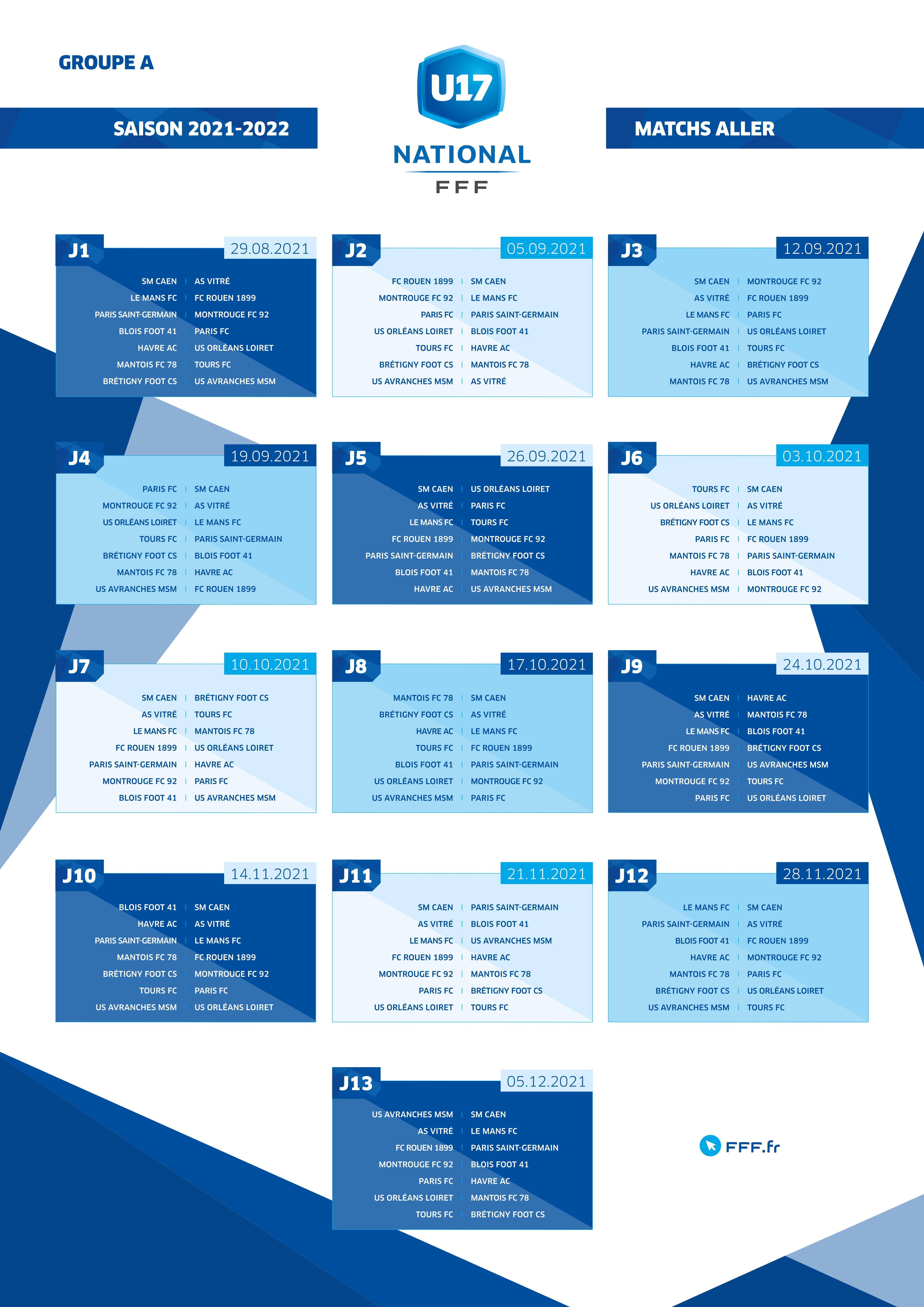 Calendrier aller du groupe A U17 National