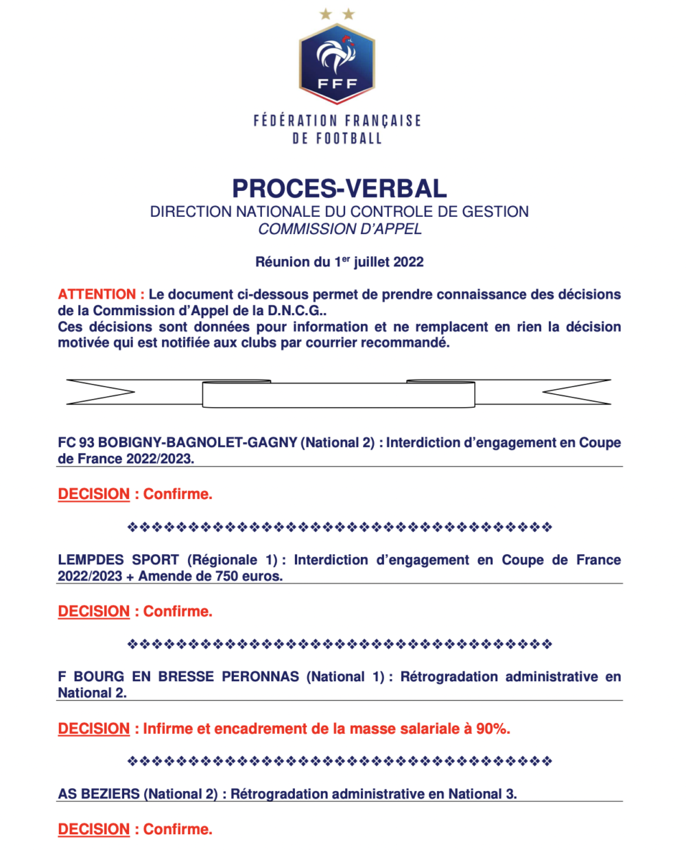 Actufoot • Appel DCNG1erjuillet