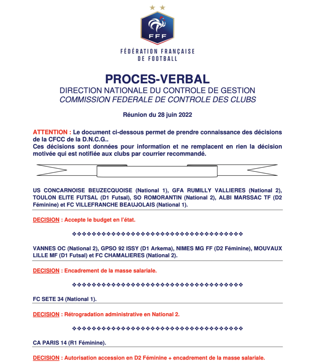 Actufoot • DNCG28 juin